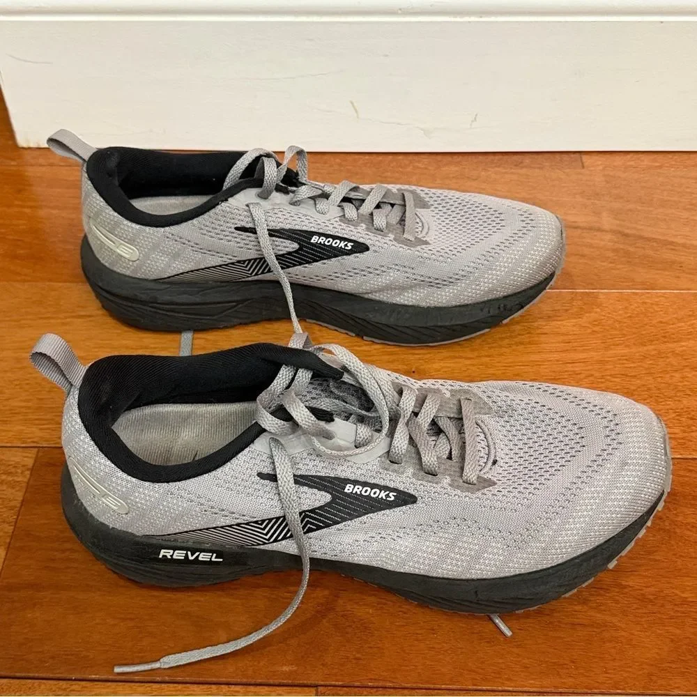 Brooks Revel‎ 6 Mens Energize Neutral Alloy Primer Grey Athletic Sneakers Size 8